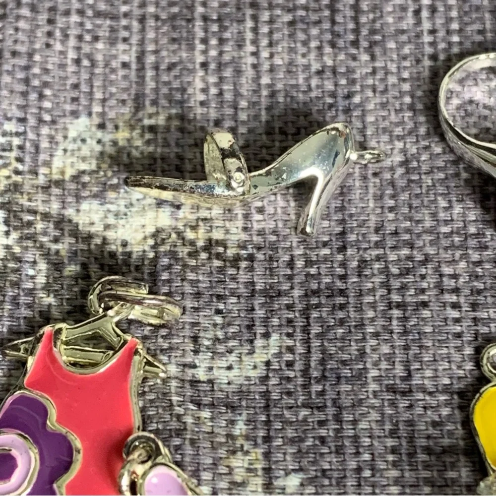 Set of 4 Enameled Flip Flop High Heel Summer Theme Charms for Bracelet